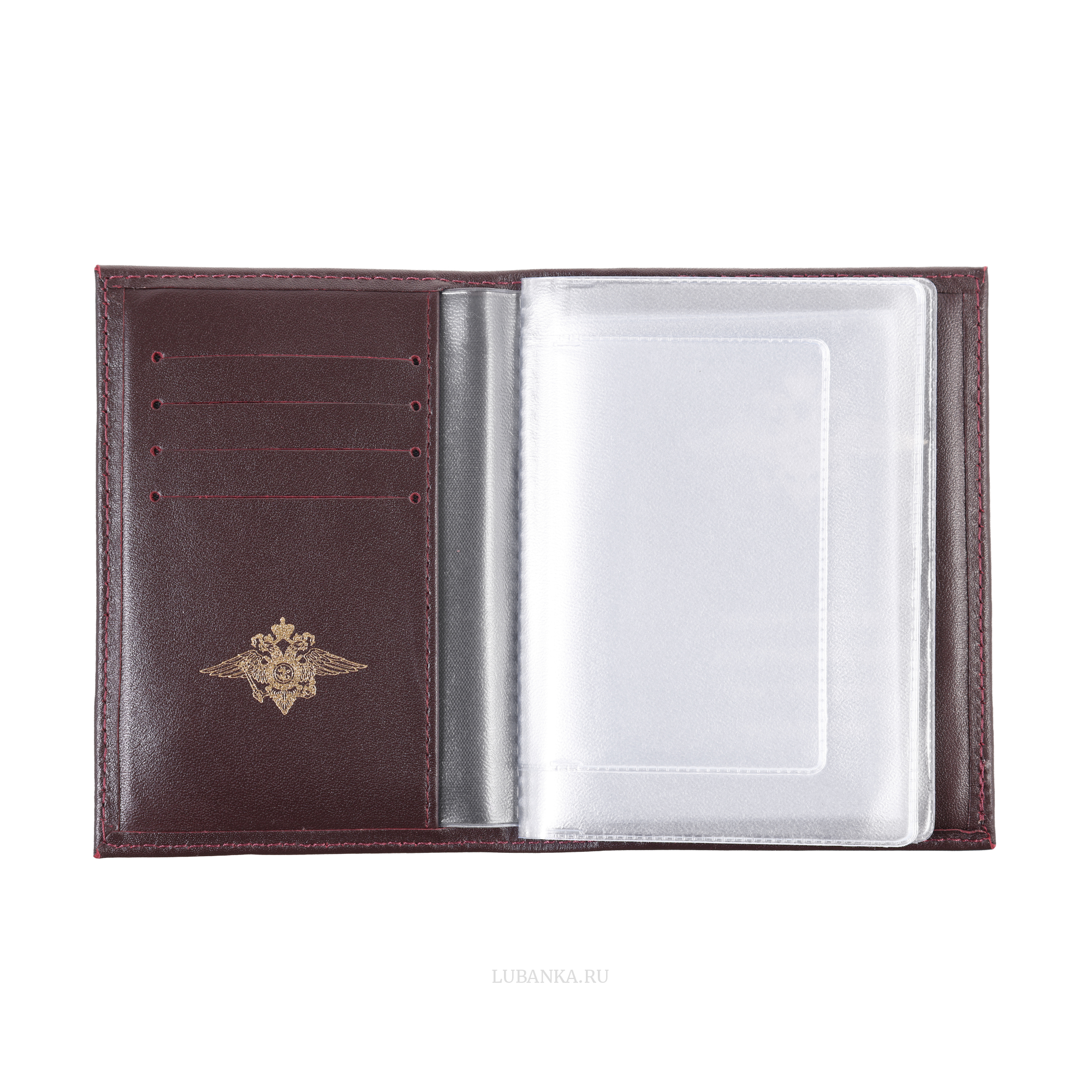 Обложка для автодокументов МВД с картхолдером бордовая
